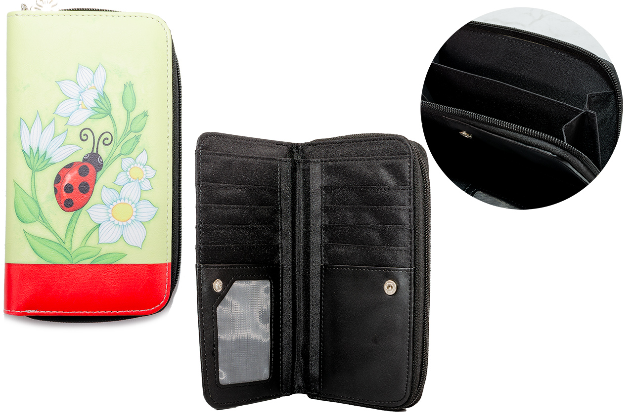 (image for) 7097 RFID LARGE PURSE WITH PRINTED DESIGNS LADYBIRD